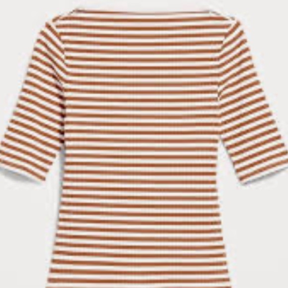 Old Navy Brown and White Striped Short Sleeve Shirt - Size L - Picture 1 of 5